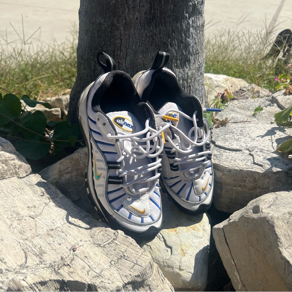 Nike Sneakers - White, Blue, and Yellow